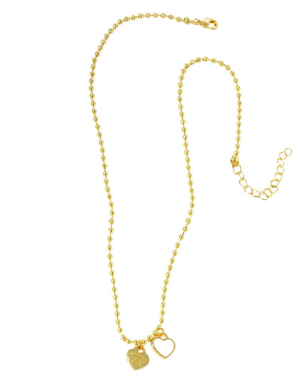 Double Heart Pendant Bubble Chain Necklace