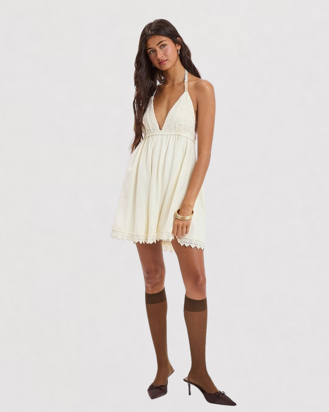 Bohemian Halter Tie Swing Mini Dress