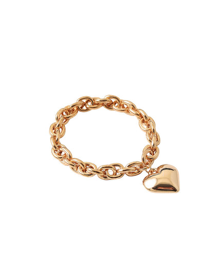 Chain Link Heart Charm Stretchable Bracelet