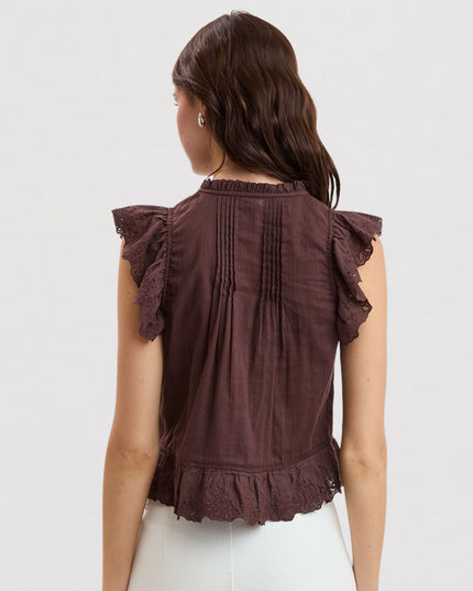 Double Ties Ruffle Lace Sleeveless Top