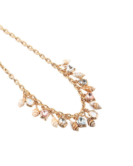 Seashell Crystal Charms Chain Link Necklace