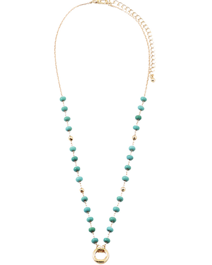 Circle Clasp Center Tiny Beaded Necklace