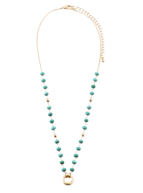 Circle Clasp Center Tiny Beaded Necklace