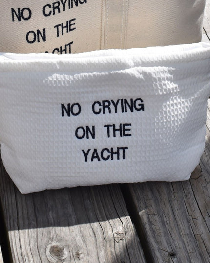 No Crying On The Yacht Embroidered Boat Cosmetic Pouch