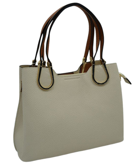 Structured Black & Gold Detailed Handle Handbag