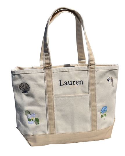 Personalized Name and 4 Icons Medium Classic Canvas Tote Bag Copy