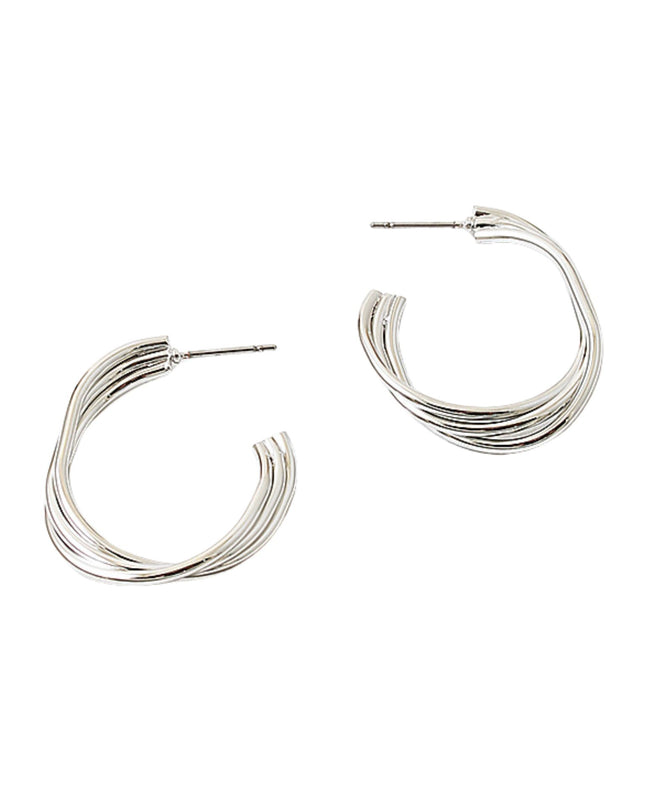 Lined Twisted Metal Hoop Earrings