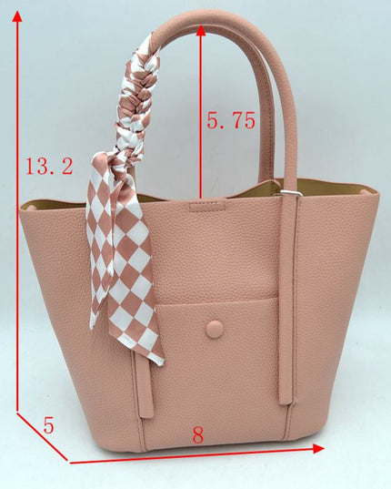Checkered Scarf Detail Satchel Bag