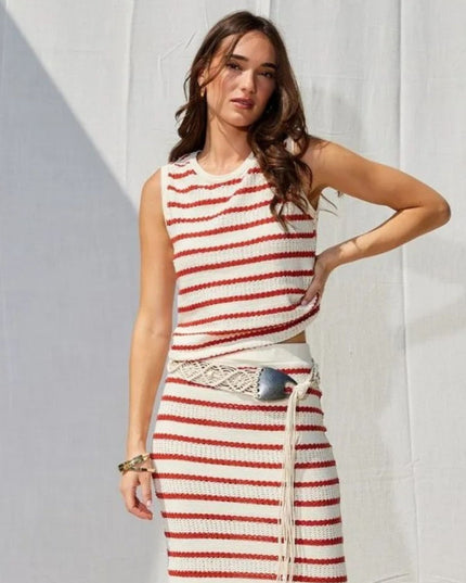 Crochet Striped Sleeveless Top