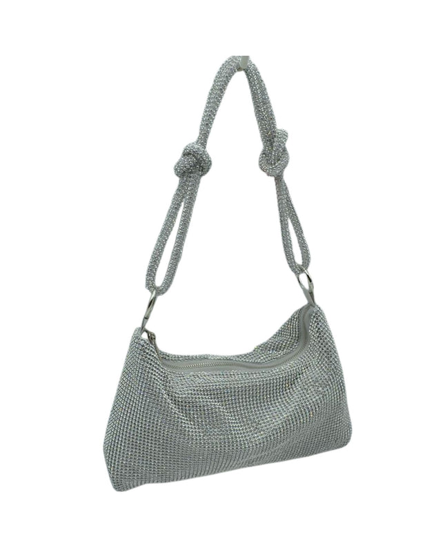 Knot Handle Sparkly Evening Shoulder Bag