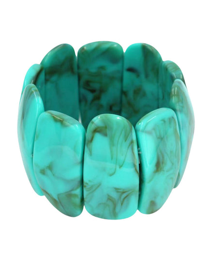 Wide Oval Marbled Stretch Statement Bracelet