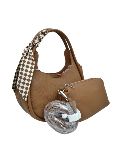 Checkered Scarf Wrapped Tote Bag