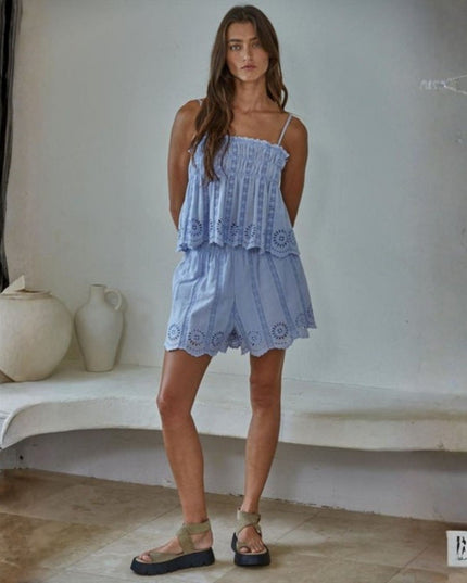 Ansley Elastic Waist Eyelet Shorts