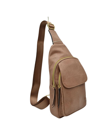 Double Zip Fold Over Front Sling Bag