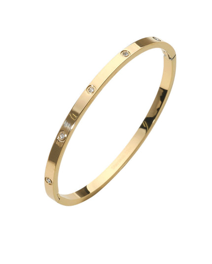 Spaced Stone Paved Hinged Metal Bangle Bracelet