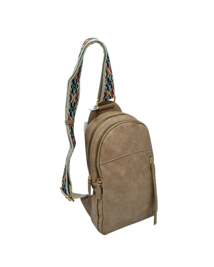 Diamond Design Multi Zip Sling Bag