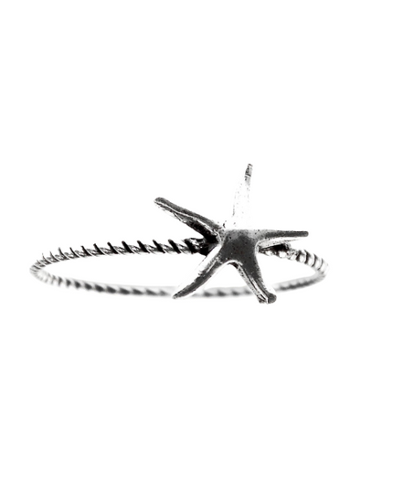 Sterling Starfish Metal Rope Ring