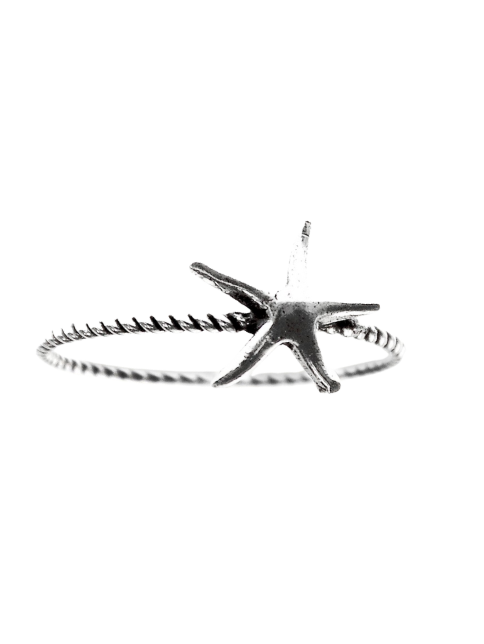 Sterling Starfish Metal Rope Ring
