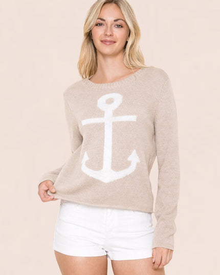 Anchor Nautical Beach Cotton Sweater