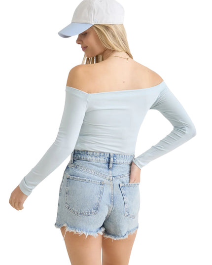 Off Shoulder Long Sleeve Knit Top