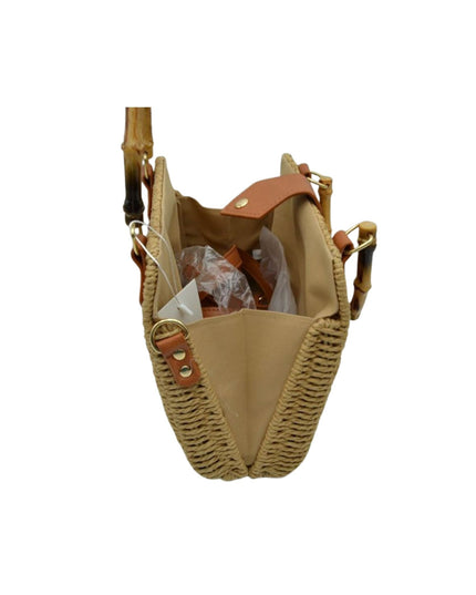 Bamboo Handle Straw Structure Bag