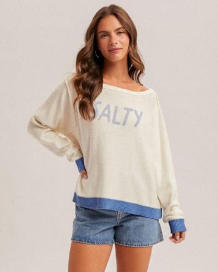 Salty Boat Neck Contrast Bottom Sweater