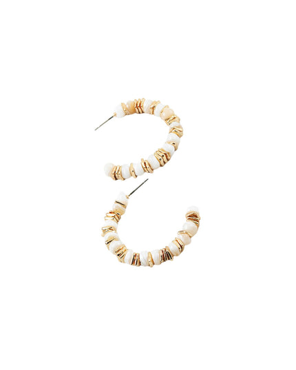 Gold Square Beaded Half Hoop Earrings