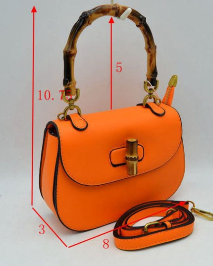 Bamboo Handle & Closure Detail Satchel Bag