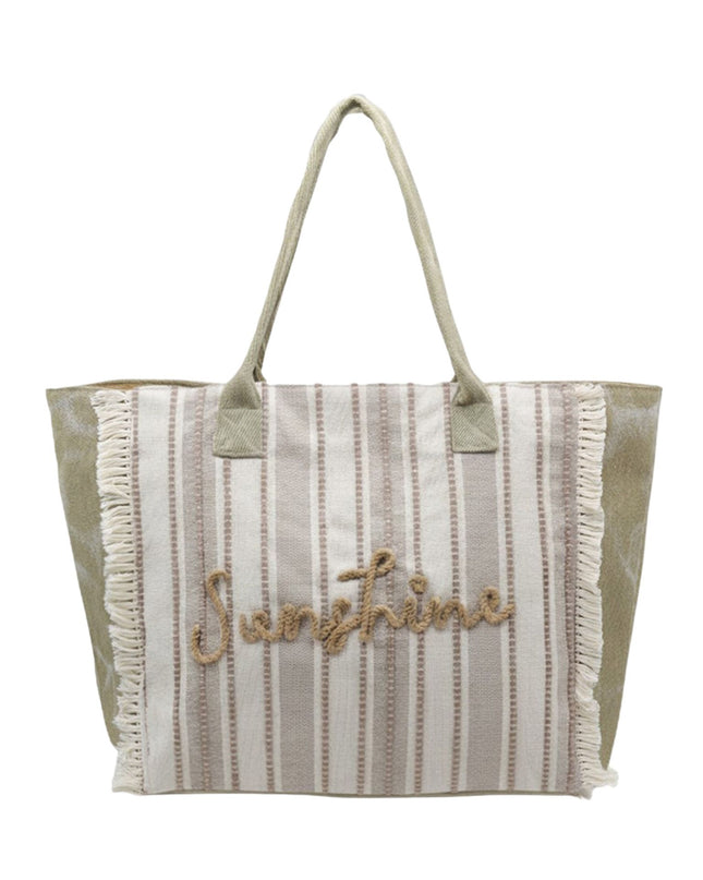 Sunshine Stripe Fringe Tote Bag