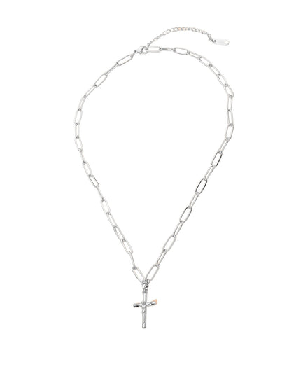 Cross Pendant Paperclip Chain Necklace