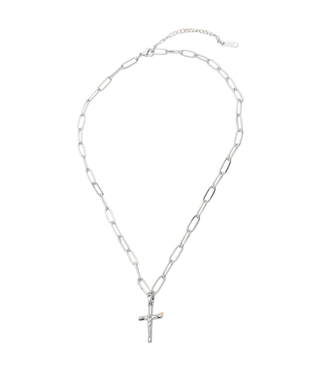 Cross Pendant Paperclip Chain Necklace