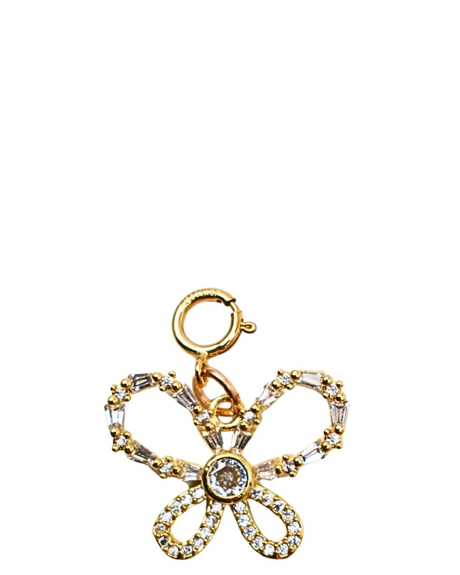 Mixed Stone Bubble Butterfly Gold Charm
