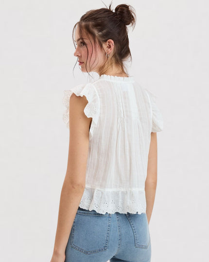 Double Ties Ruffle Lace Sleeveless Top