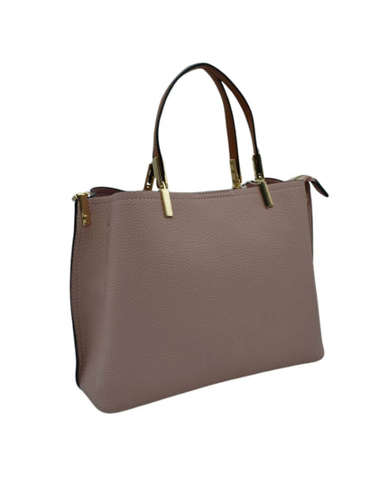 Gold Detailed & Brown Handled Textured Bag