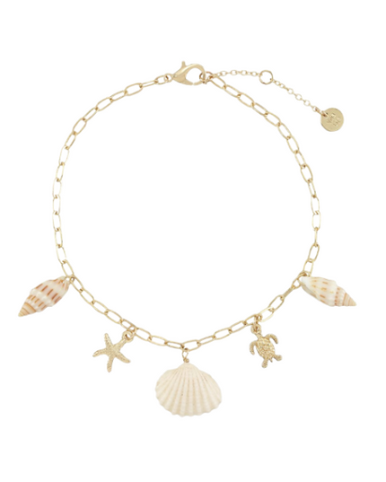 Turtle, Starfish, Shell Charm Anklet
