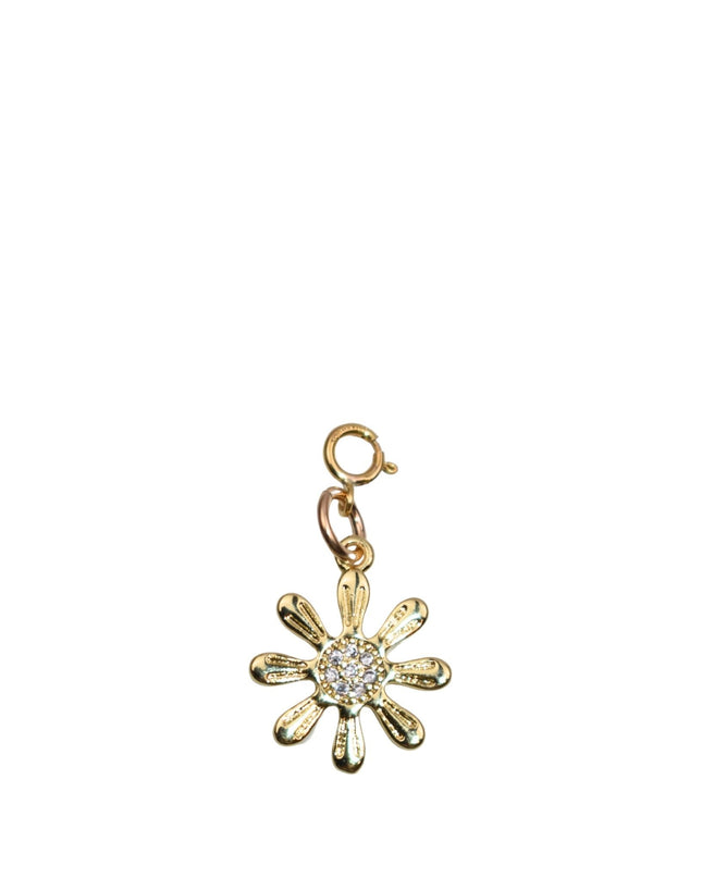 Crystal Center Flower Gold Charm