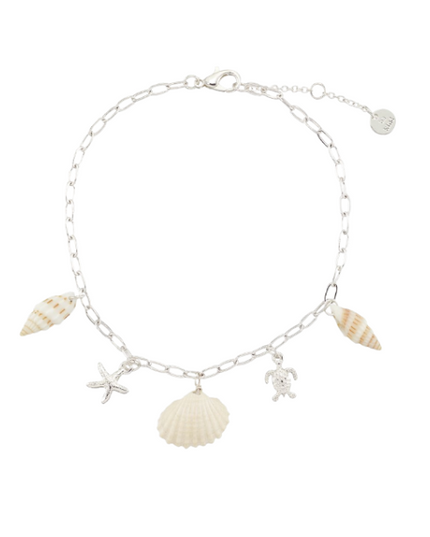 Turtle, Starfish, Shell Charm Anklet