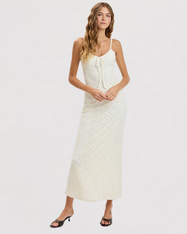 Crochet Lace Round Neck Maxi Dress
