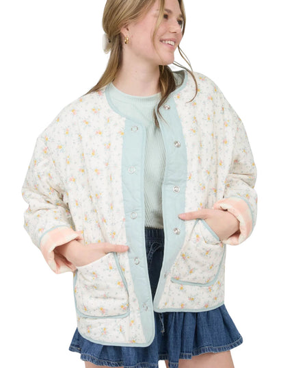 Floral Quilted Plaid Lined Jacket