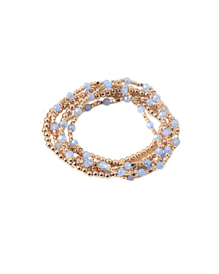 Spaced Resin Bead Gold Metal Ball Beaded 5 Bracelet Set