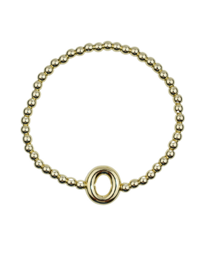 Bubble Initial Ball Gold Stretch Bracelet