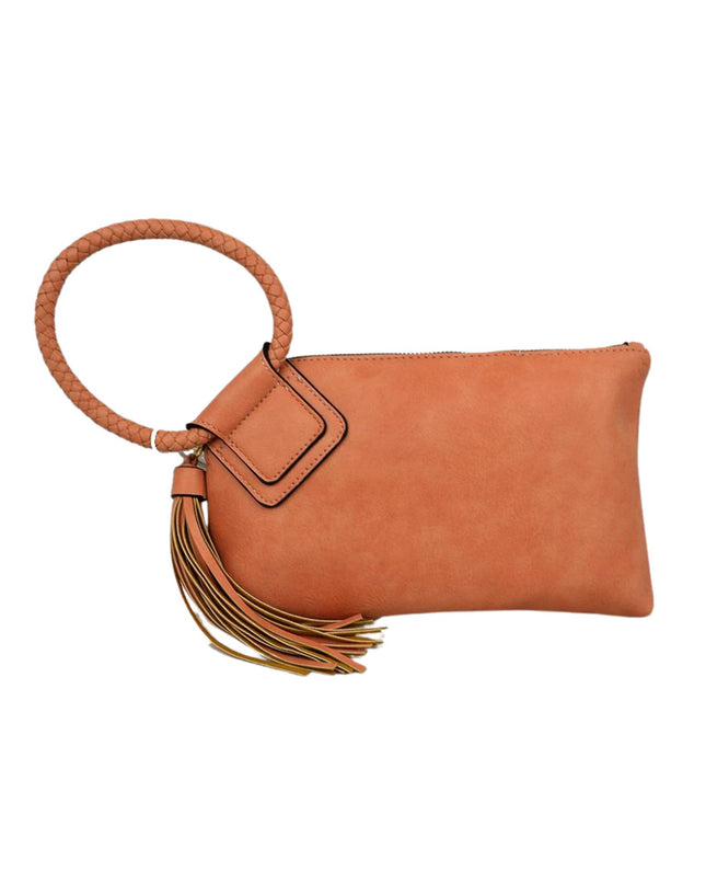 Braided Circle Handle Clutch Bag