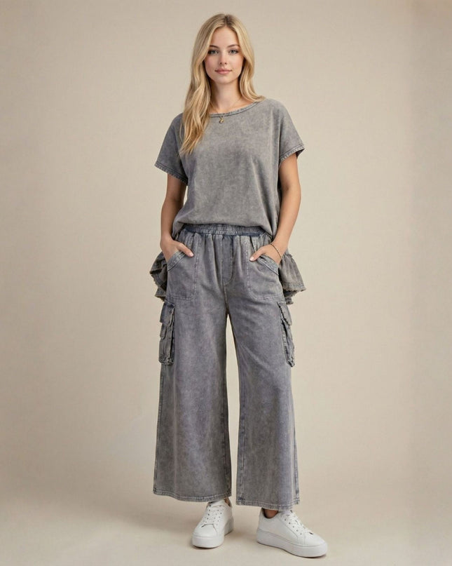 Cargo Pocket Mineral Washed Pants