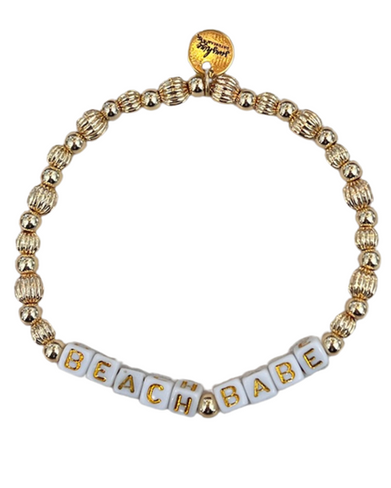Beach Babe Golden Beaded Letter Block Bracelet
