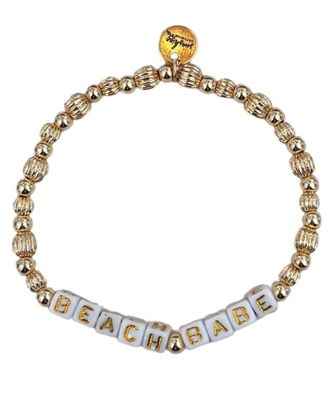Beach Babe Golden Beaded Letter Block Bracelet