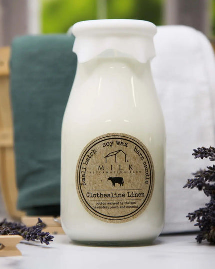 Clothesline Linen Milk Bottle Candle