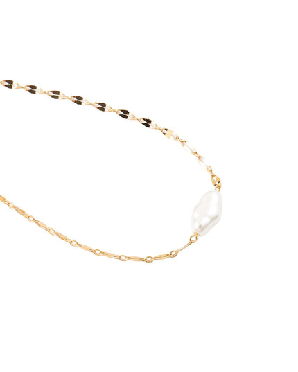 Oval Pearl Center Delicate Chain Necklace