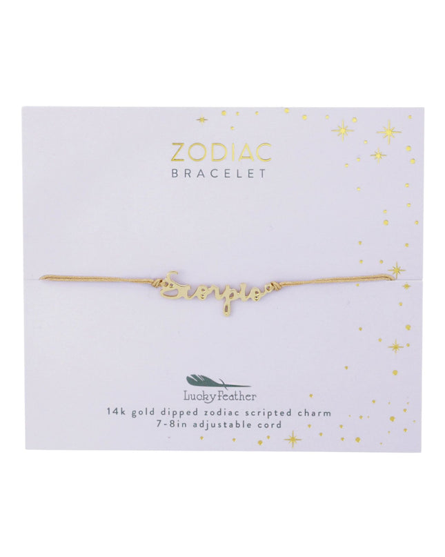 Zodiac Gold Scripted Adjustable Cord Bracelet